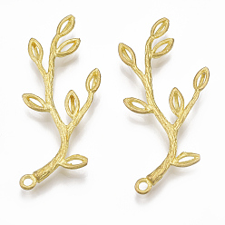 Без Покрытия Латунные подвески, без никеля , филиал и листьев, сырой (без покрытия), 44.5x18x4 мм, отверстие : 1.8 мм