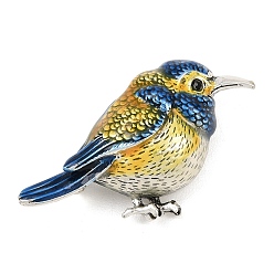 Королевский синий Эмалевый штифт, брошь из сплава для рюкзака, птица, античное серебро, королевский синий, 45.5x31.5 мм