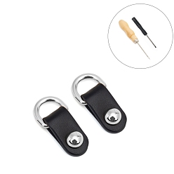 Черный Застежки для подвески из сплава и искусственной кожи, платина, чёрные, 41x14 мм