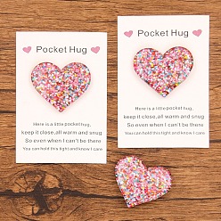 Разноцветный Смола декодирует кабошоны, сердце с блестками, красочный, 31x35 мм