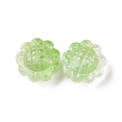 Yellow Green Transparent Spray Painted Glass Beads, Sunflower, Yellow Green, 15x10mm, Hole: 1.2mm