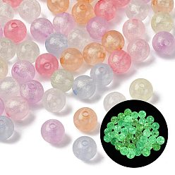 (52) Непрозрачная лаванда Светящиеся прозрачные акриловые бусины, круглые, с блеском порошок, светится в темноте, разноцветные, 10x9 мм, отверстие : 2 мм, 925 шт / 500 г