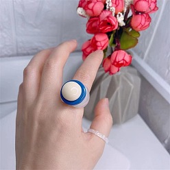 Синий Кольца из смолы для женщин, круглые, синие, внутренний диаметр: 17 мм