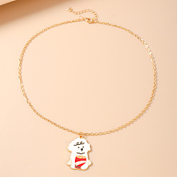 Perro Collares con colgantes de animales de aleación esmaltada, dorado, blanco, perro, 15.75 pulgada (40 cm)