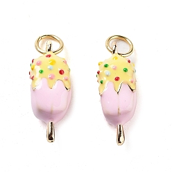 Светло-хаки Настоящие золотые подвески из латуни с эмалью 18 k, с целью перехода в кольце, долговечный, без кадмия и без свинца, мороженое, светлый хаки, 18x6.5x6.5 мм, отверстие : 3.5 мм