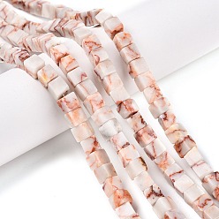 Камень Сетки Бусы из натурального красного камня, кубические, 6~7x6~6.5x6~6.5 мм, отверстие : 1 мм, около 60~61 шт / нитка, 15~15.366'' (38.1~39 см)