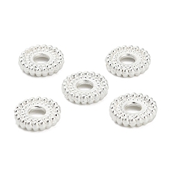 Серебро Бусины разделители из сплава , стойки покрытие, без свинца и без кадмия, плоско-круглые, серебряные, 8x1.5 мм, отверстие : 2.5 мм