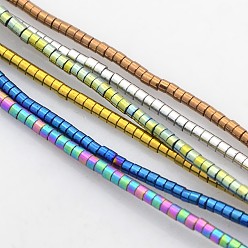 Mixed Color Electroplate Non-Magnetic Synthetic Hematite Column Beads Strands, Mixed Color, 1x1.2mm, Hole: 0.5mm, about 350pcs/strand, 15.7 inch