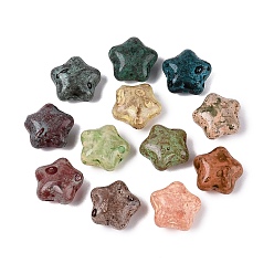 Couleur Mélangete Perles de verre opaque Picasso, étoiles, couleur mixte, 15~15.5x15.5~16x8~8.5mm, Trou: 1~1.5mm, environ 213 pcs / livre