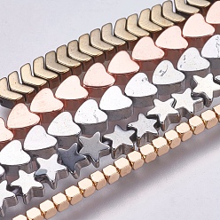 (52) Непрозрачная лаванда Гальванизировать немагнитных синтетический гематит нитей бисера, разнообразные, разноцветные, 1.8~4x1.5~4x1.5~2 мм, отверстие : 0.2~1 мм, около 116~252 шт / нитка, 14.9 дюйм ~ 15.9 дюйм