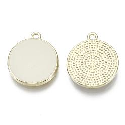 Бежевый Подвески из сплава , с эмалью, плоско-круглые, золотой свет, бежевые, 17x15x3.5 мм, отверстие : 1.2 мм