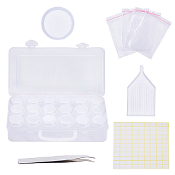 Clear DIY Jewelry, with Rectangle Resealable Bags, Label Paster, Tray Plate, Plastic Bead Containers and 304 Stainless Steel Beading Tweezers, Clear