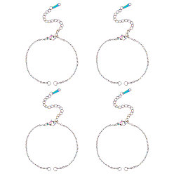 Rainbow Color 10Pcs Rainbow Color Ion Plating(IP) Half Finished 201 Stainless Steel Cable Chain Connector Bracelet Making, with Lobster Claw Clasps, Extender Chain & Jump Ring, Rainbow Color, 18x0.15cm