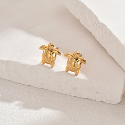 Tortoise Латунь серьги, реальный 18 k позолоченный, черепаха, 12x12 мм