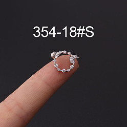 Ring 316l серьги-гвоздики из нержавеющей стали с микропаве из кубического циркония, цвет нержавеющей стали, кольцо, 6 мм, штифты : 1.2 мм