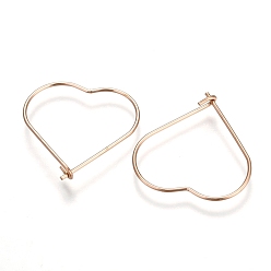 Розовое Золото Ионное покрытие (ip) 304 детали обруча из нержавеющей стали, бокал шарма кольца, розовое золото , 20x20x0.6 мм, штифты : 0.6 мм