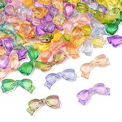 Mixed Color Two-Tone Transparent Acrylic Beads, Bowknot, with Glitter Powder, Mixed Color, 14x29x6mm, Hole: 1.6mm, about 450pcs/500g