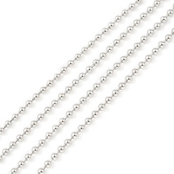Platinum Anti-Tarnish Rhodium Plated 925 Sterling Silver Ball Chains, Unwelded, Platinum, 2mm