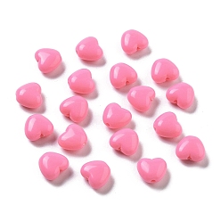 Hot Pink Opaque Acrylic Beads, Two Tone, Heart, Hot Pink, 9x10x5mm, Hole: 1.5mm