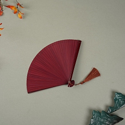 Purple Bamboo Folding Fan with Tassel, for Party Wedding Dancing Decoration, Purple, 180x340mm