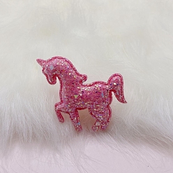 Cerise Unicorn PVC Paillette Cabochons, DIY for Hair Accessories, Cerise, 60x55mm