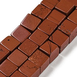 Красный Камень Натуральные красные яшмы бусы пряди, кубические, 6~6.5x6~6.5x6~6.5 мм, отверстие : 1.2 мм, около 63~64 шт / нитка, 15''~15.16'' (38.1~38.5 см)