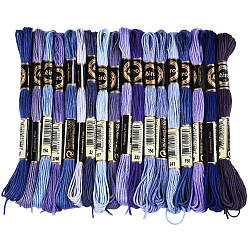 Морской Синий 6-слойная полиэфирная нить для вышивания, нитки для вышивки крестом, сегмент окрашенный градиентный цвет/рождественская/осенняя цветовая серия, Marine Blue, 0.5 мм, около 8.75 ярдов (8 м) / моток, 18 мотки