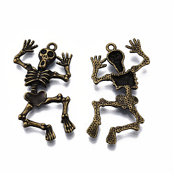 Античная Бронза Стойки обшивки сплава большие кулоны, без кадмия и без свинца, скелет, античная бронза, 51x27.5x4 мм, отверстие : 2 мм