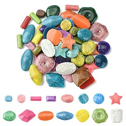 (52) Непрозрачная лаванда 70шт 14 стиль хрустящие непрозрачные акриловые бусины, имитация бирюзовый, разнообразные, звезда/цветок/овал, разноцветные, 17~39x19.5~37x5~13 мм, отверстие : 1.5~3 мм, 5 шт / стиль