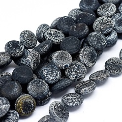 Weathered Agate Natural Weathered Agate Beads Strands, Dyed & Heated, Flat Round, 10~11x4~5mm, Hole: 0.6mm, about 39 pcs/Strand, 14.96 inch(38 cm)