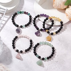 Смешанные камни Браслеты из натуральных камней и бусин для женщин, с латунной горный хрусталь, внутренний диаметр: 3-1/2 дюйм (9 см)