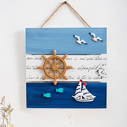 Anchor & Helm Слово тема океана добро пожаловать деревянные подвесные дверные знаки, морская отделка стен, декоративный реквизит для интерьера, открытый, модель руля, 280x210 мм