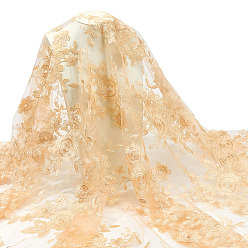 пшеница Полиэстеровая ткань для вышивки, для аксессуаров одежды, цветочным узором, цвет пшеницы, 1300x0.5 мм, около 1 двор/шт.