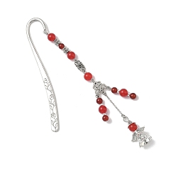 Малайский Нефрит Круглые бусины из натурального малайзийского нефрита и закладки в виде ангела из сплава, крючок закладки, 165~170 мм