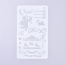 Transparent Wiederverwendbare Zeichenschablonen aus Kunststoff, zum malen auf scrapbook papier wand stoff boden möbel holz, Transparent, 180x104x0.2 mm