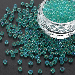 Turquoise Medio Bricolaje 3 d clavo de la decoración del arte mini granos de cristal, diminutas cuentas de uñas caviar, color de ab chapado, rondo, medio turquesa, 3.5 mm, sobre 450 g / bolsa