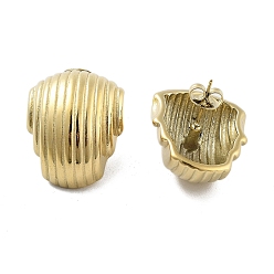 Real 14K Gold Plated Ion Plating(IP) 304 Stainless Steel Stud Earrings, Shell Shape, Real 14K Gold Plated, 25x19mm