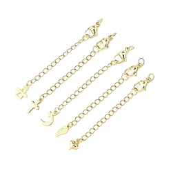 Mixed Shapes 5шт 304 концы из нержавеющей стали с цепями, с карабинами из нержавеющей стали и витой цепочкой-удлинителем, золотые, разнообразные, 66~71 мм