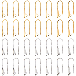 Золотой & Серебряный 60 шт 2 цвета латунные крючки для серег для дизайна серег, провод уха, без свинца и без кадмия, золотой и серебряный, 20.5x8.5x2.5 мм, отверстие : 2 мм, 18 датчик, штифты : 1 мм, 30 шт / цвет