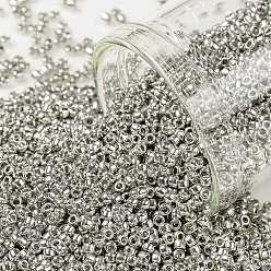 (714) Metallic Silver Тохо 15/0 круглые бусины, японский бисер, (714) серебристый металлик, 1.5 мм, отверстие : 0.7 мм, Около 3000 шт / 10 г