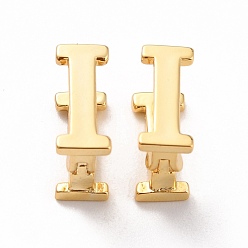 Letter I Boucles d'oreilles créoles initiales pour femmes, boucles d'oreilles en laiton plaqué or véritable 18k, letter.i, 12x5x9.5mm, pin: 0.8 mm
