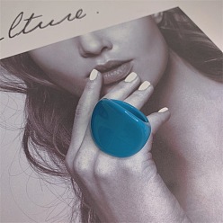 Стально-синий Овальные кольца из смолы для женщин, стальной синий, внутренний диаметр: 17 мм