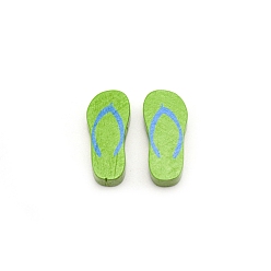Yellow Green Spray Painted Natural Wood Beads, Flip Flops, Yellow Green, 29x13.5x8mm, Hole: 2.7mm