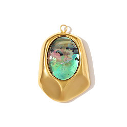 Самородки 304 подвески из ракушек пауа из нержавеющей стали, ионное покрытие (ip), зеркальная полировка, реальный 18 k позолоченный, самородки, 25x17 мм