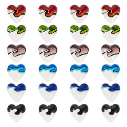 (52) Непрозрачная лаванда 24 шт 6 цвета бусины лэмпворк ручной работы, сердце, два тона, разноцветные, 19~20.5x20~20.5x11~12.5 мм, отверстие : 1.5~2.5 мм, 4 шт / цвет