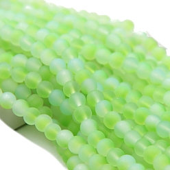 Лайм Светящиеся стеклянные бусины из искусственного нефрита, изготовление аксессуаров для браслета своими руками, светящиеся в темноте бусы, желто-зеленые, 8 мм, 95~105 шт