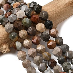 Пикассо Камень Натуральные нити из бисера пикассо, звезды вырезать круглые бусы, граненые, 7~8x7~8x7~8 мм, отверстие : 1 мм, около 46~47 шт / нитка, 14.72''~15'' (37.4~38.1 см)