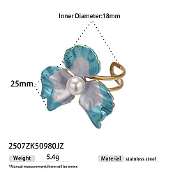 Цветок День святого Валентина 304 нержавеющая сталь с пластиковыми жемчужинами на манжете, открытые кольца, золотые, цветок, 18 мм
