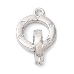 Платина Латунное микропейв, прозрачный кубический цирконий, складные застежки, без кадмия, без никеля и без свинца, круглые кольца, платина, 18 мм