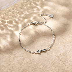 Stainless Steel Color 304 Stainless Steel Dumbbell Link Bracelets, Cable Chain Bracelets for Unisex, Tarnish Free, Stainless Steel Color, 6.69 inch(17cm)